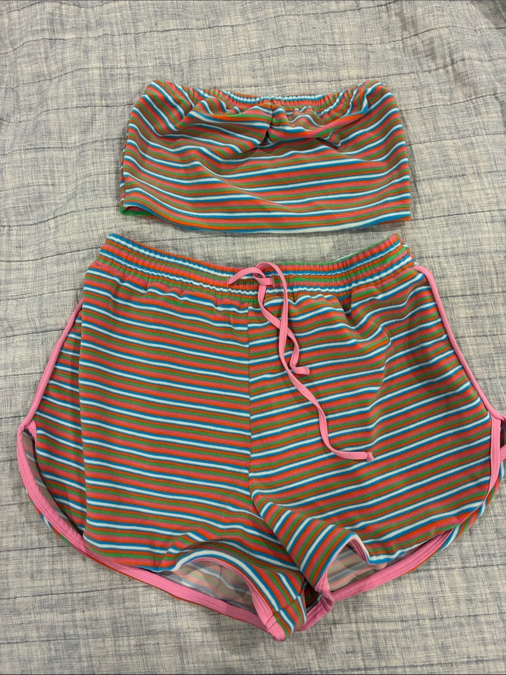 Dippin Daisys Striped Pink-Trim Shorts and Tube Top Set